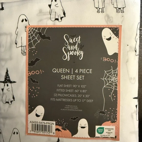 Sweet and Spooky Queen Sheet Set - Picture 2 of 2